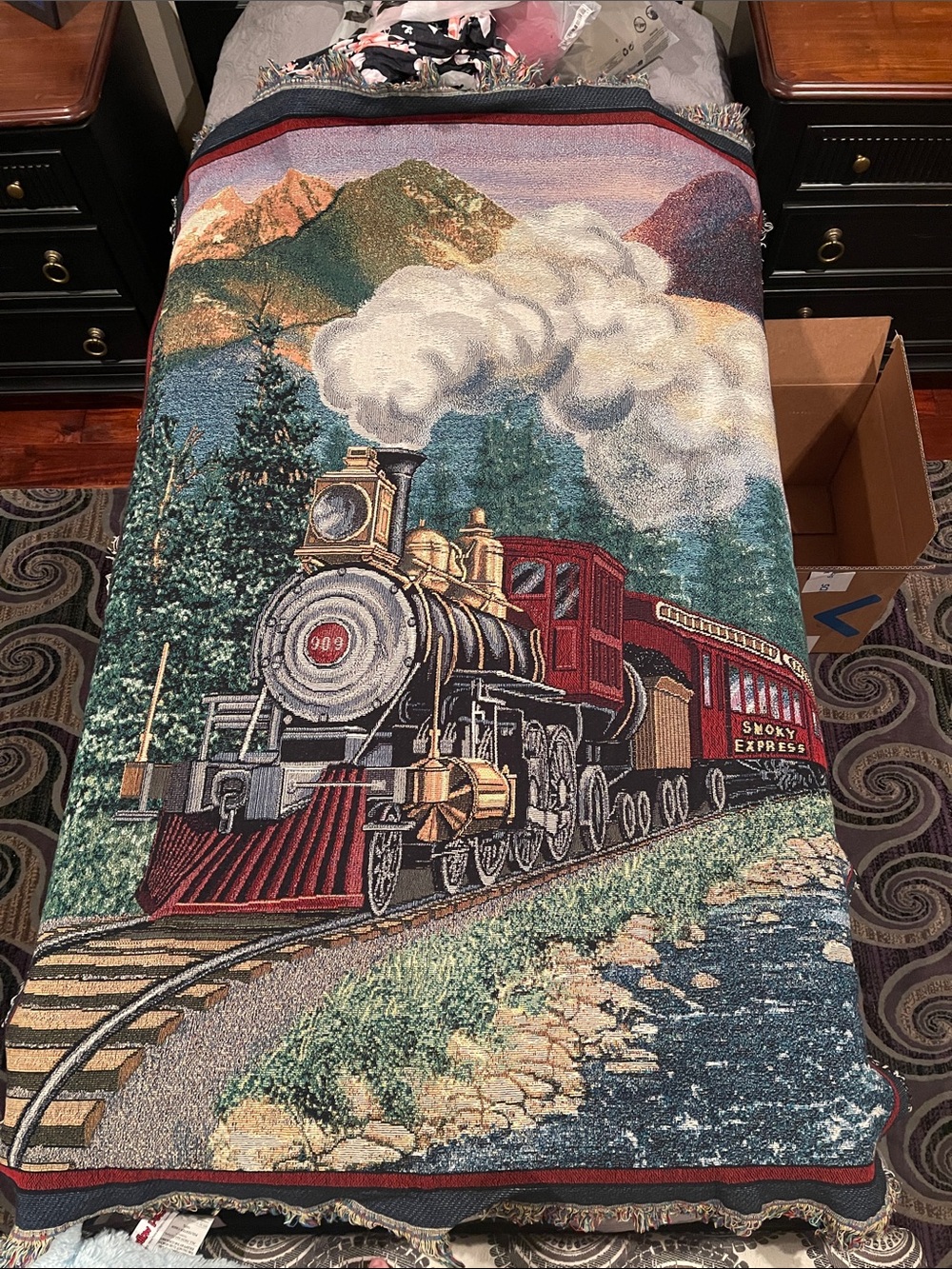 Express Smoky Express Multicolor Tapestry Afghan Throw